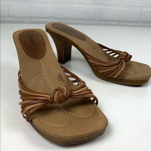 Vtg Y2K Kitten Block Heel High Heel Shoes Boho 7W